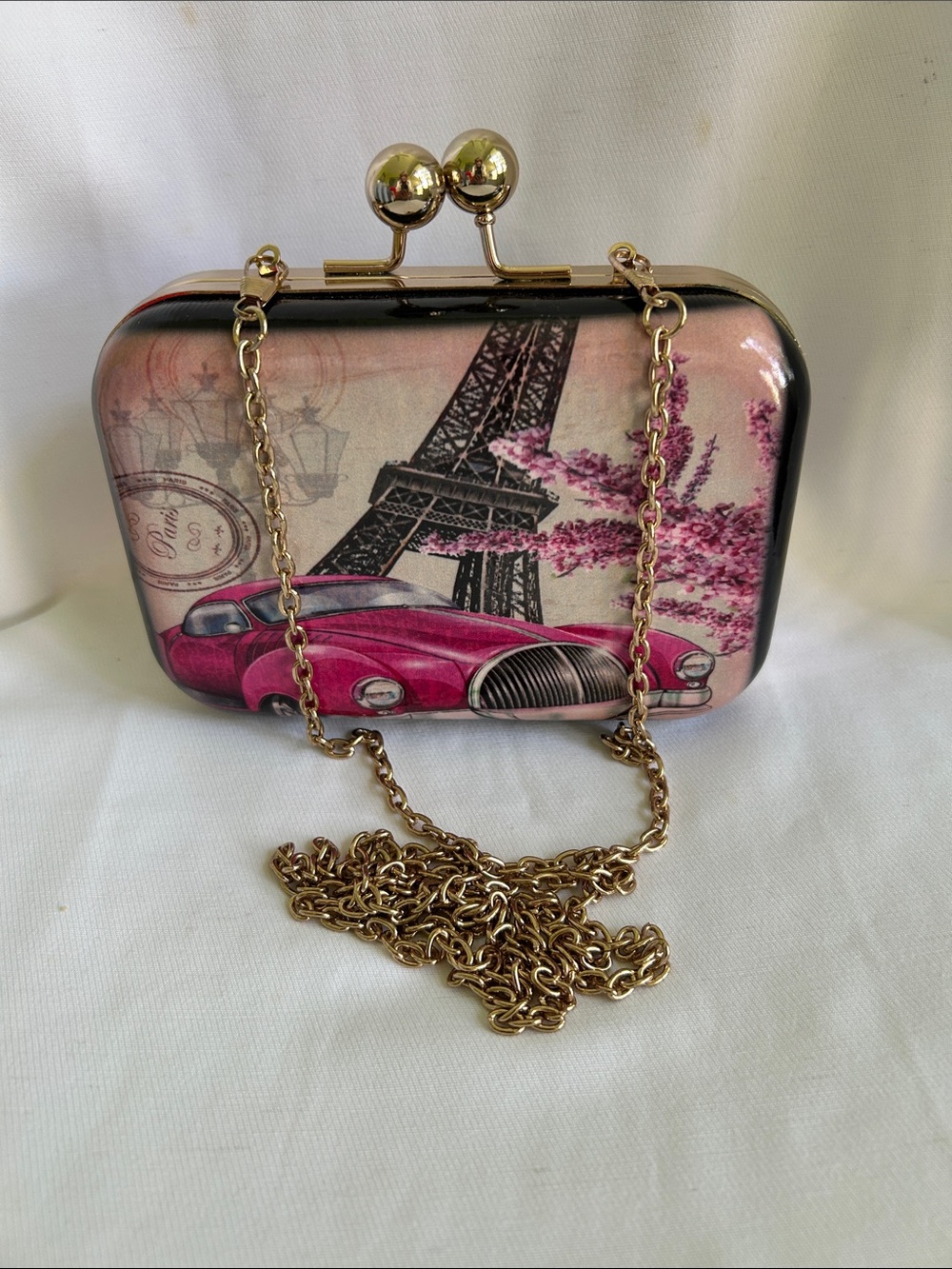 Vintage Paris France Bi-Fold Clutch
Purse with Chain Strap - Picture 7 of 12